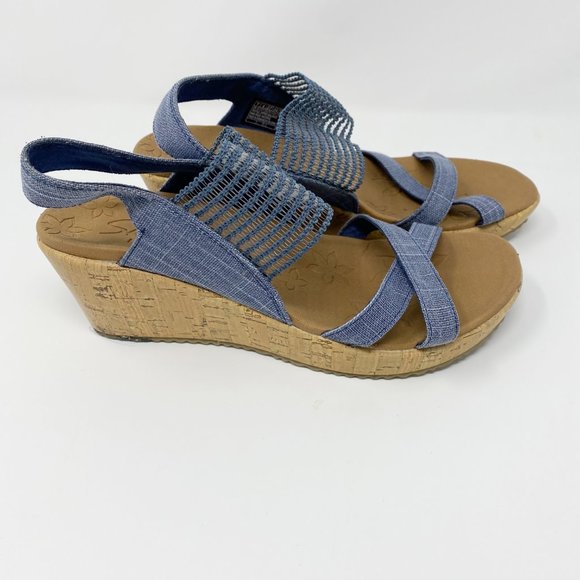 Skechers Luxe Foam Wedge Sandal Size 7 - Picture 8 of 9